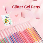 Set of 12 or 24 Glitter Pens, Liquid Sand Pens, Shimmer Gel Pens, and Aurora Glitter Pens—perfect for journaling and drawing