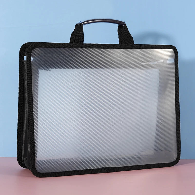 Transparent A4 Handbag Six Colors Large Capacity Waterproof Documents Students Business Portable Bag