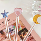 Glass Stirring Rod Moon Star Shape Stir Bar Coffee Cocktail Mixing Sticks Home Party Transparent Aesthetic Cocktail Muddler