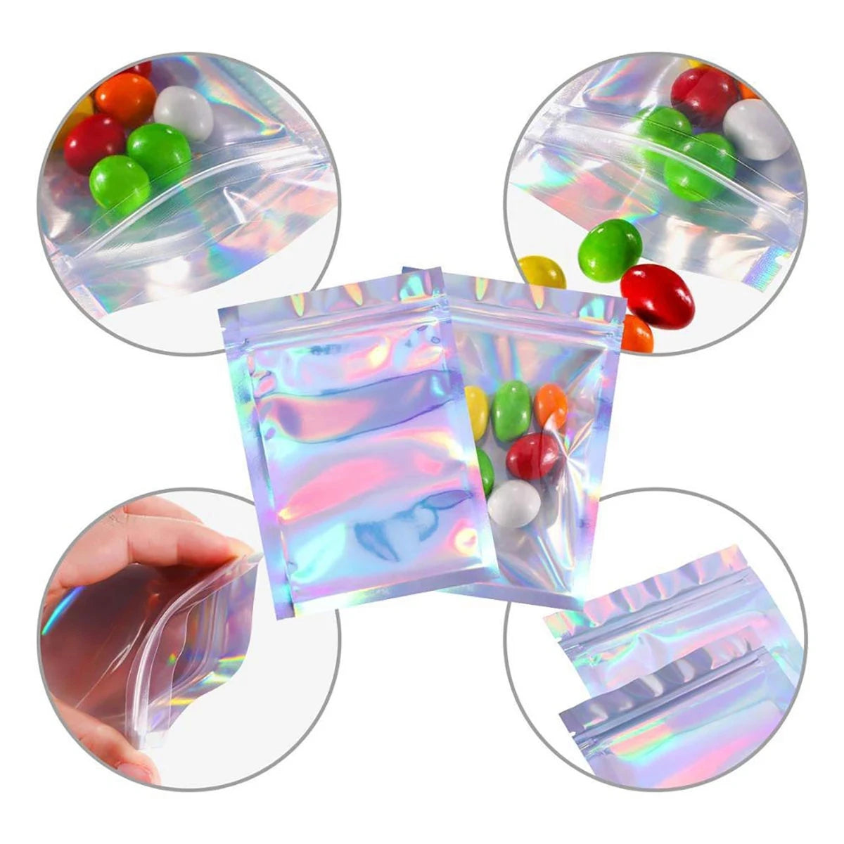 Resealable Laser Ziplock Bags For Necklace Food Storage Bags Pouch Packaging Bag Multifunctional Bubble Mailers