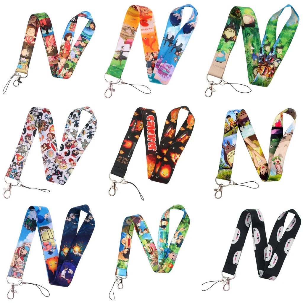 Anime Movie Lanyard Cute Cat Card Holder Neck Strap for Key ID Card Phone Straps Badge Holder Keyrings Cosplay Accessories Gifts