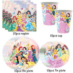 Princess Party Supplies Birthday Disposable Tableware Set  Tablecloth Paper  Plate Napkin for Kid Girl Birthday Supplies