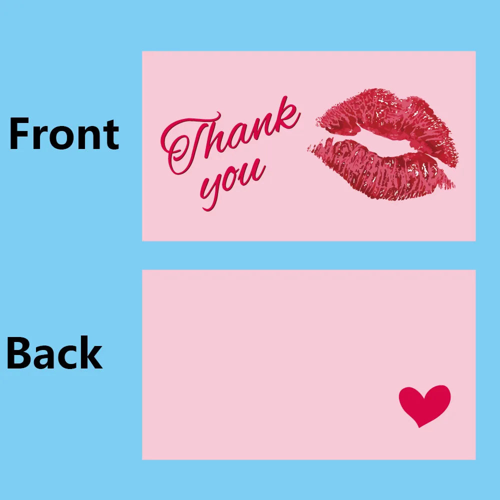 50pcs Pink Double Sided Thank You Cards for Small Business Gift Card Party Decoration Supplies Greeting Cards Package Decoration