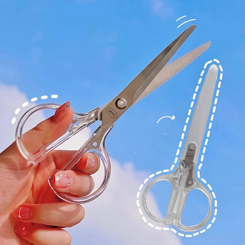 Ins Simple Office Scissors, Transparent Planner, Portable Handcrafted Scissors, Student Art Paper-cutting Knives Wholesale