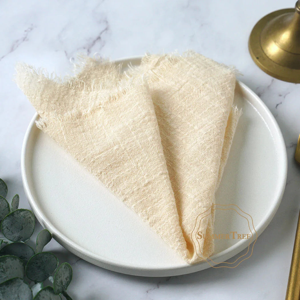 10pcs 32x32cm Cotton Gauze Napkins Retro Burr Design Napkin for Vintage Wedding Receptions Banquets Christmas Table Decoration