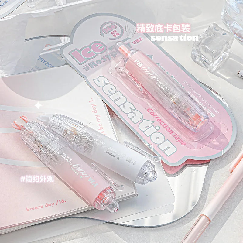 Press Type Kawaii Correction Tape Replaceable Refills White Out Corrector Band Student Japanese Stationery School Supplies