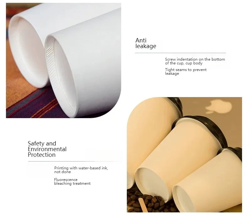 500pcs 12oz 360ml/400ml/420ml Disposable Paper Cups - Custom Logo Printed Bulk Coffee Cups, Thickened Hot/Cold Drink Container