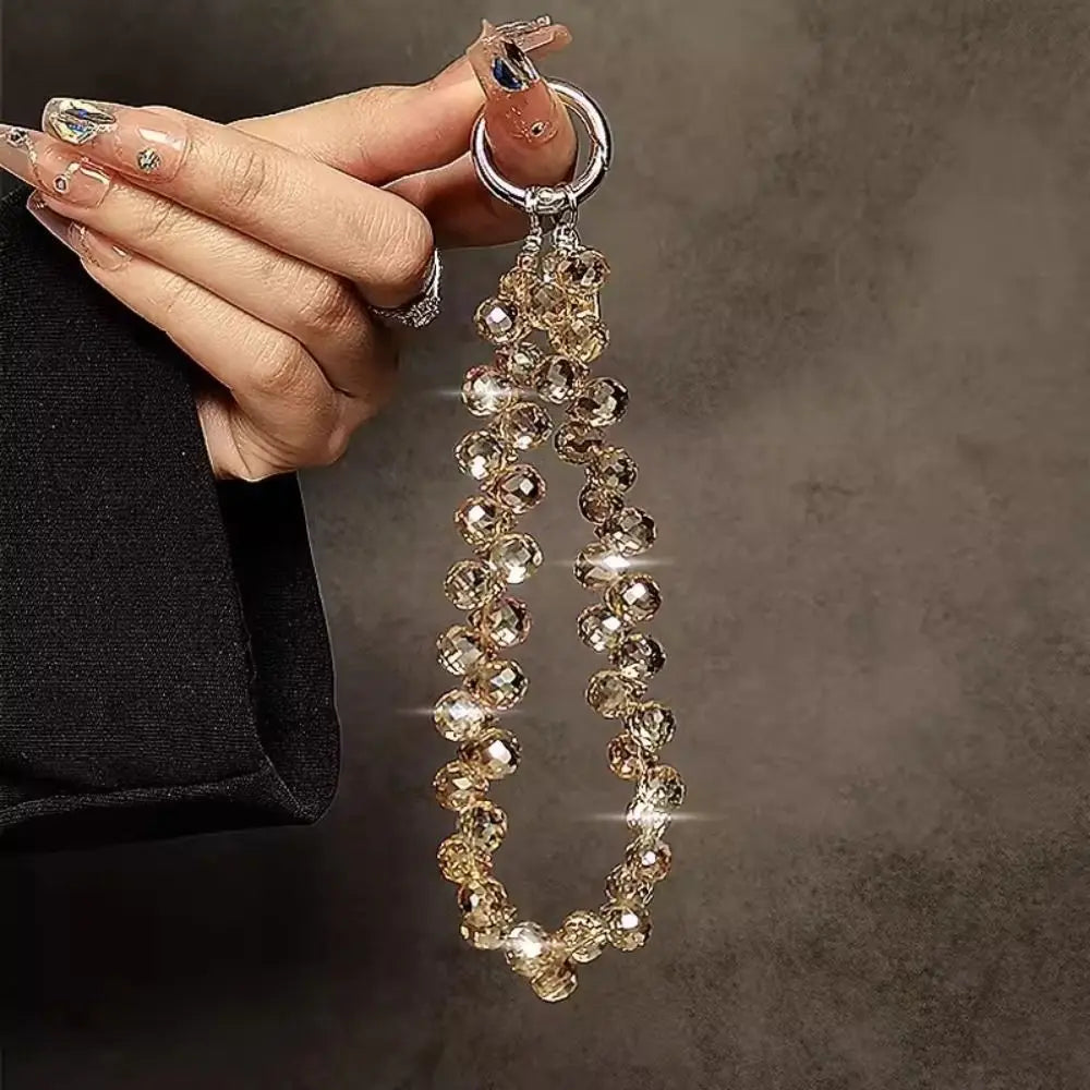Colorful Mobile Phone Lanyard Chain Stylish Glitter Crystal Bead Pendant Keychain Jewelry Bag Accessories Sparkle Key Chains