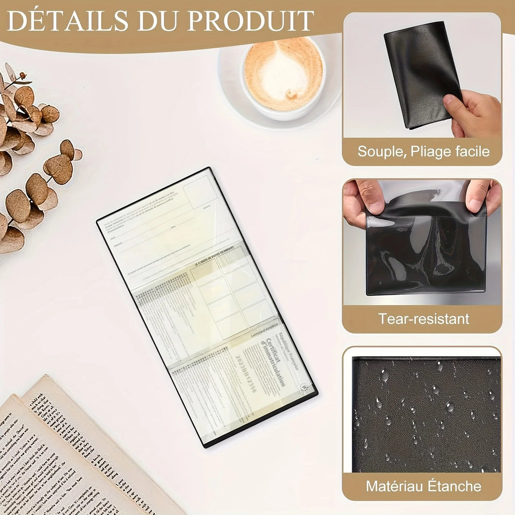 Lot of 1/2/3 Black Assurance Card Pouch - Certificate of Registration Protection Case Transparent Plastic Wallet for Documents
