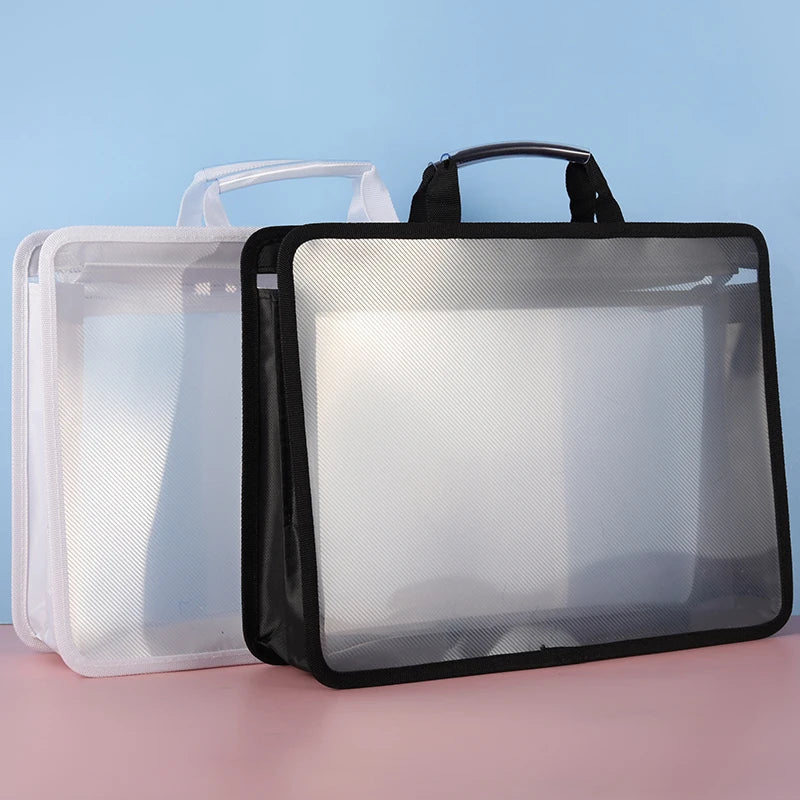 Transparent A4 Handbag Six Colors Large Capacity Waterproof Documents Students Business Portable Bag