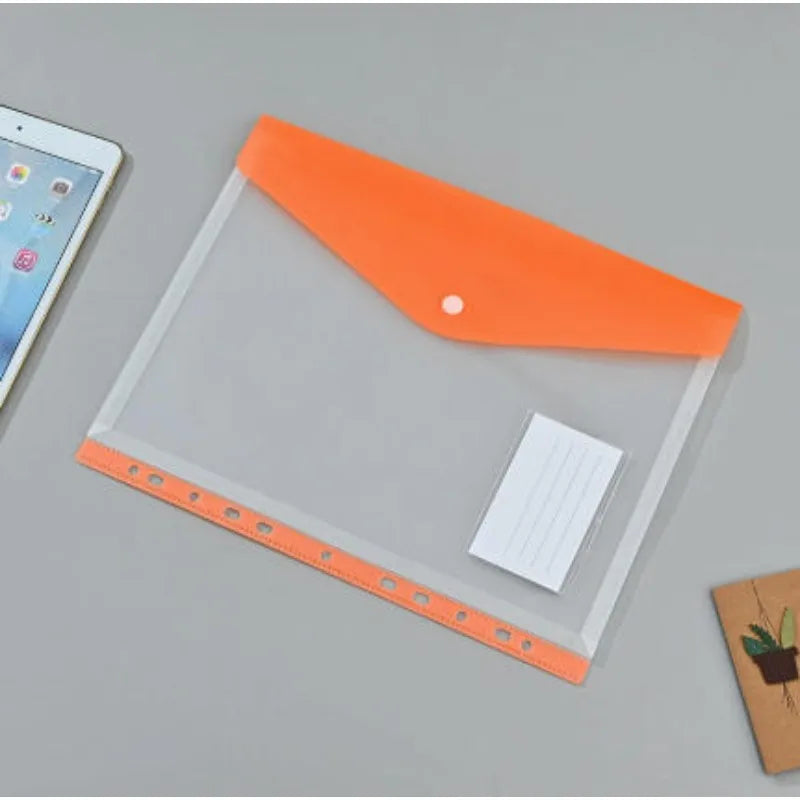Pack of 6 A4 Plastic Covers with 11 Holes Adhesive Closure Compatible with 2/3/4 Rings for School And Office Supplies
