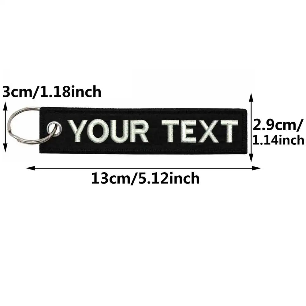 Custom Embroidered Keychain - Personalized Text Name Tag Keyring for Motorcycle, Car, Backpack, Luggage Travel Accessories