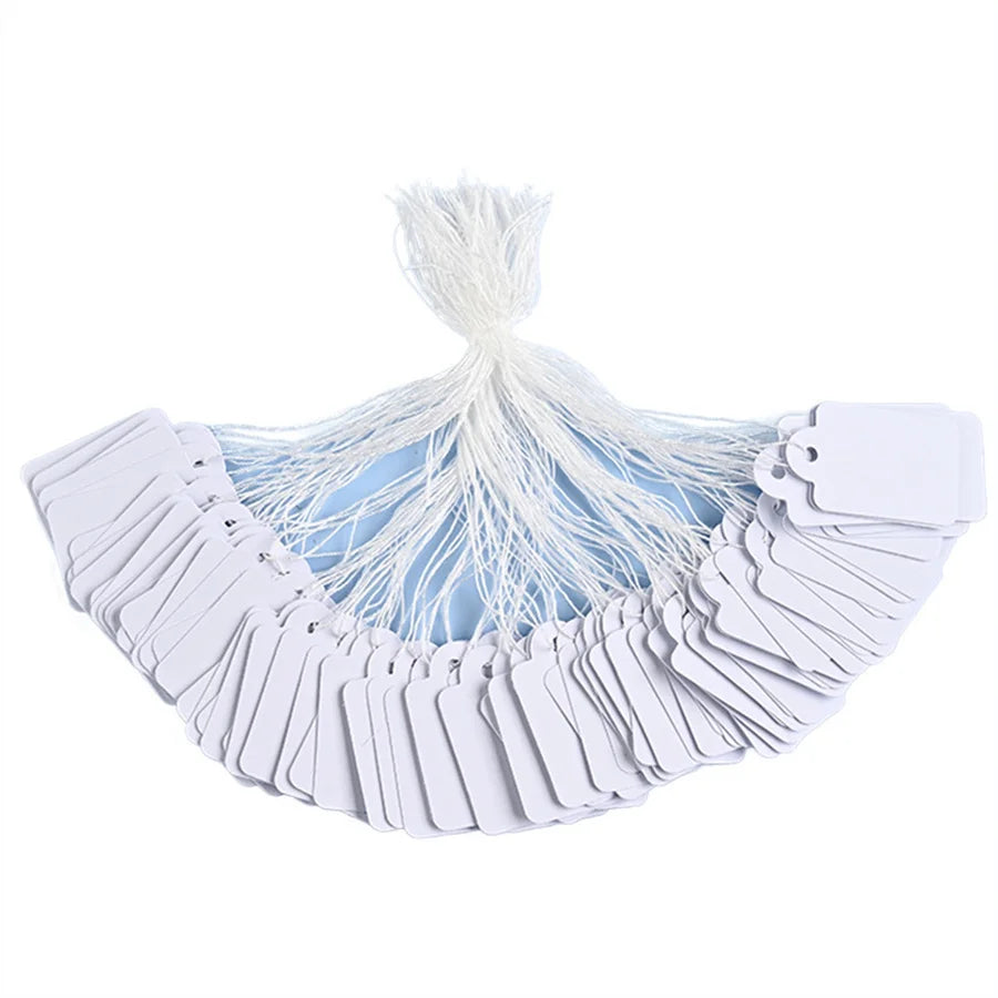 100pcs Jewelry Hanging Tags, String Rings, Price Tags, White Handwritten Gold and Silver Jewelry Price Tags, Gardening Tags