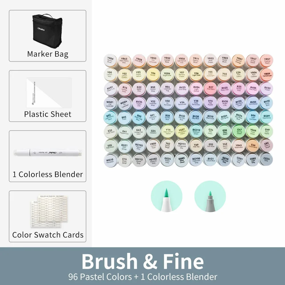 Ohuhu Honolulu B Marker Pen Set Color Markers Alcohol Art Markers Refillable Dual Tips Sketching Drawing Manga School Supplies