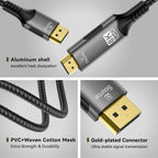 8K DP to HDMI 2.1 Cables  Audio Video Converter Unidirectional Adapter 8K@60Hz 4k@120Hz  For HDTV Projector laptop Monitor