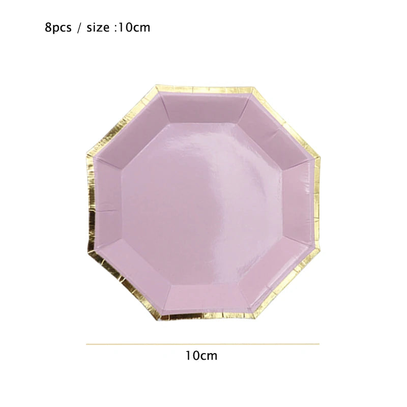 10cm Mini Plate Party Paper Plates Disposable Tableware Birthday Party wedding Decor kids Party Supplies Pink Small Plates 8pcs
