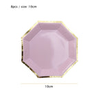10cm Mini Plate Party Paper Plates Disposable Tableware Birthday Party wedding Decor kids Party Supplies Pink Small Plates 8pcs