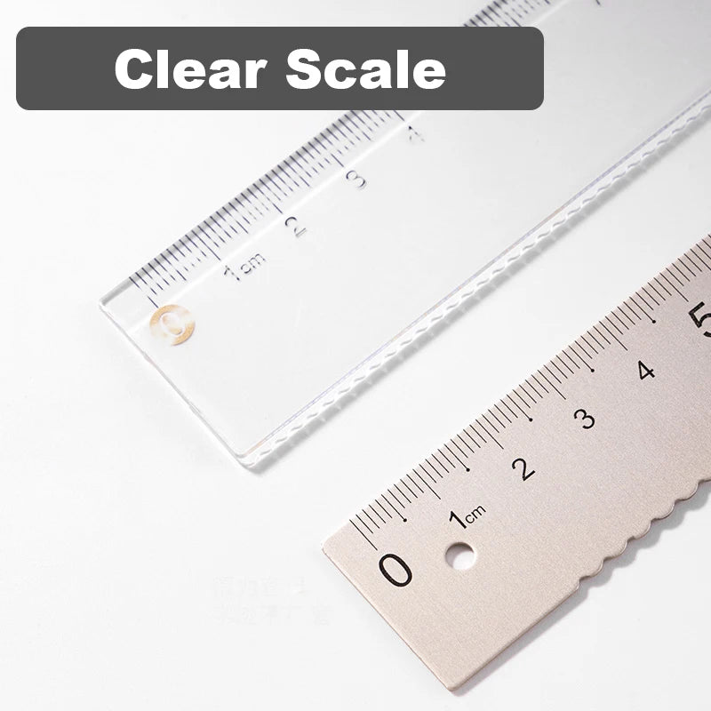 Deli 4Pcs Student Stationery Set Triangle Ruler Straight Ruler Grid Ruler Angle Measuring Tool Aluminum Alloy Material