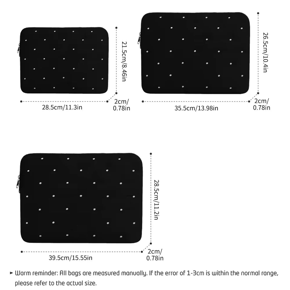 Embroidered Dot Computer Bag, Simple Solid Color Tablet Bag, Inner Bag, Laptop Storage Bag, Multiple Sizes To Choose From