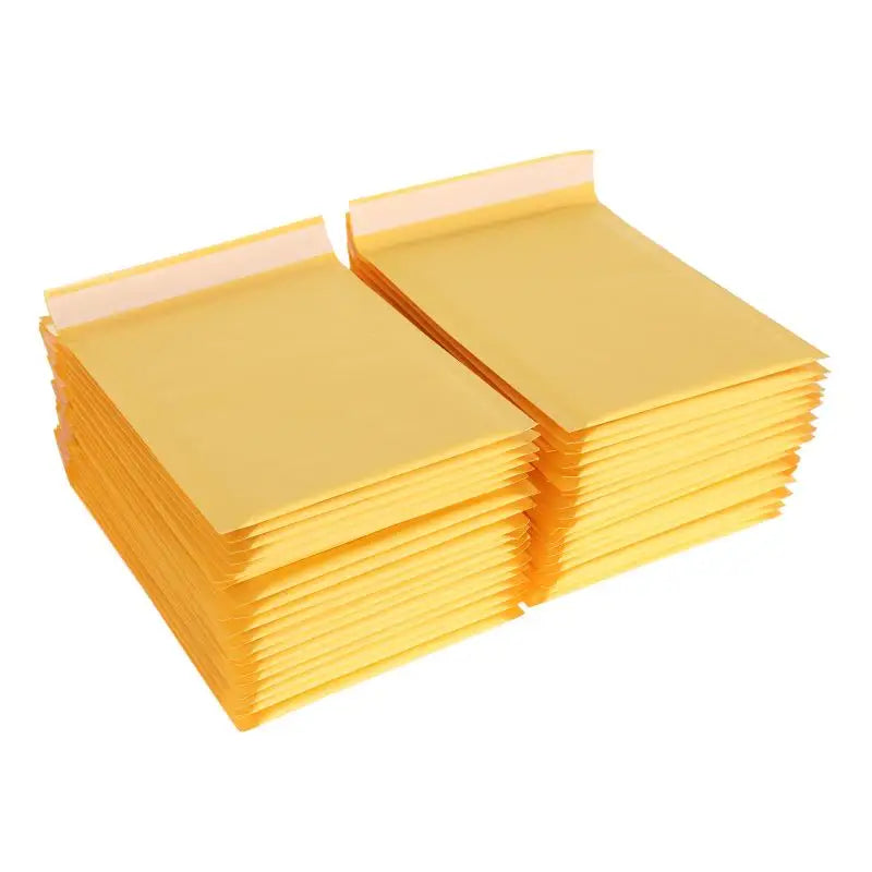 50Pcs Yellow Kraft Paper Bubble Mailers Packaging Bags Self Seal Padded Envelopes Poly Lined Shipping Bags for Bussiness
