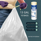 13 Gallon Trash Bag - Extra Large Garbage Bag - Home Kitchen Trash Can Liner - 10 Count