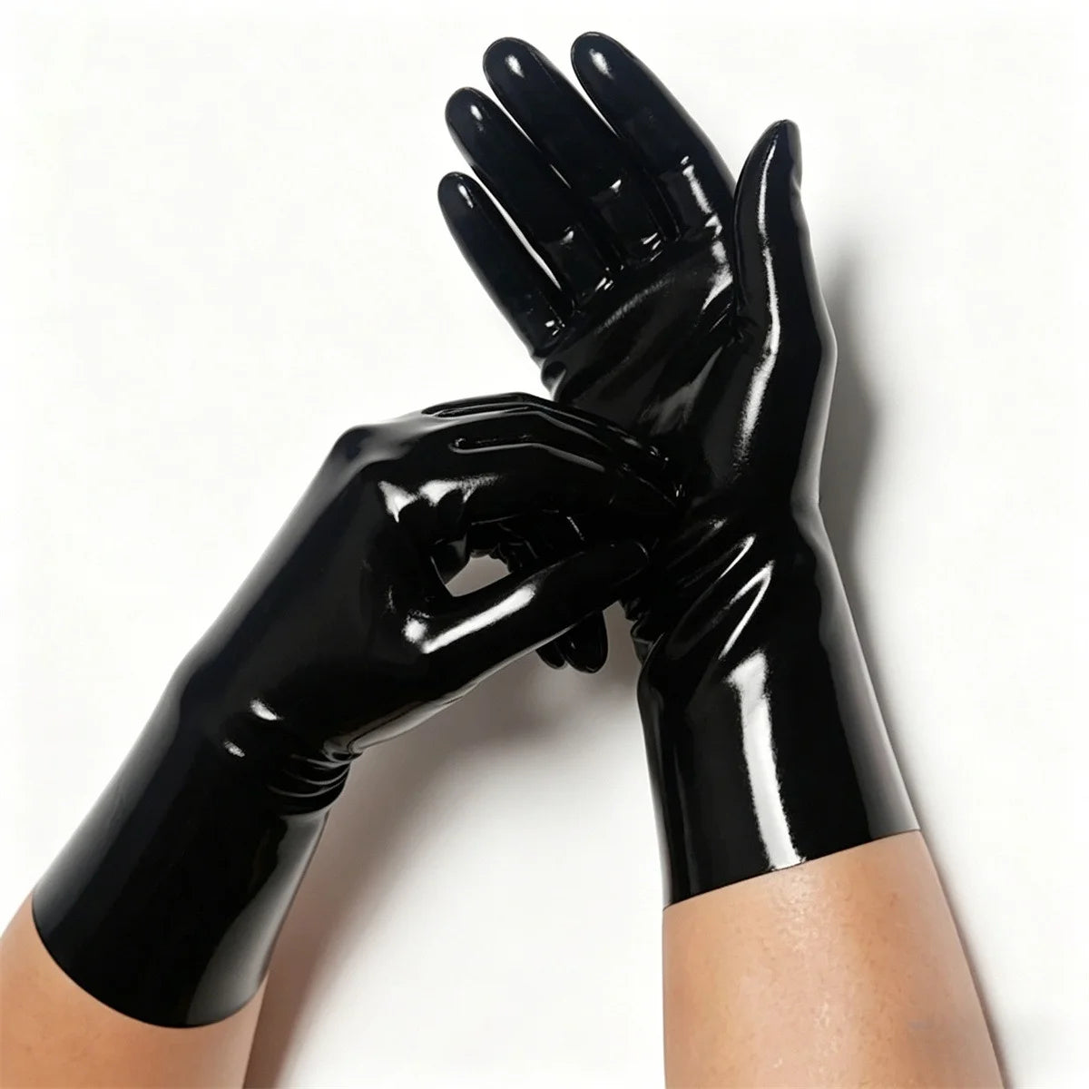 Transparent Tone Latex Short Gloves Stretchy Natural Rubber Full Finger Gloves