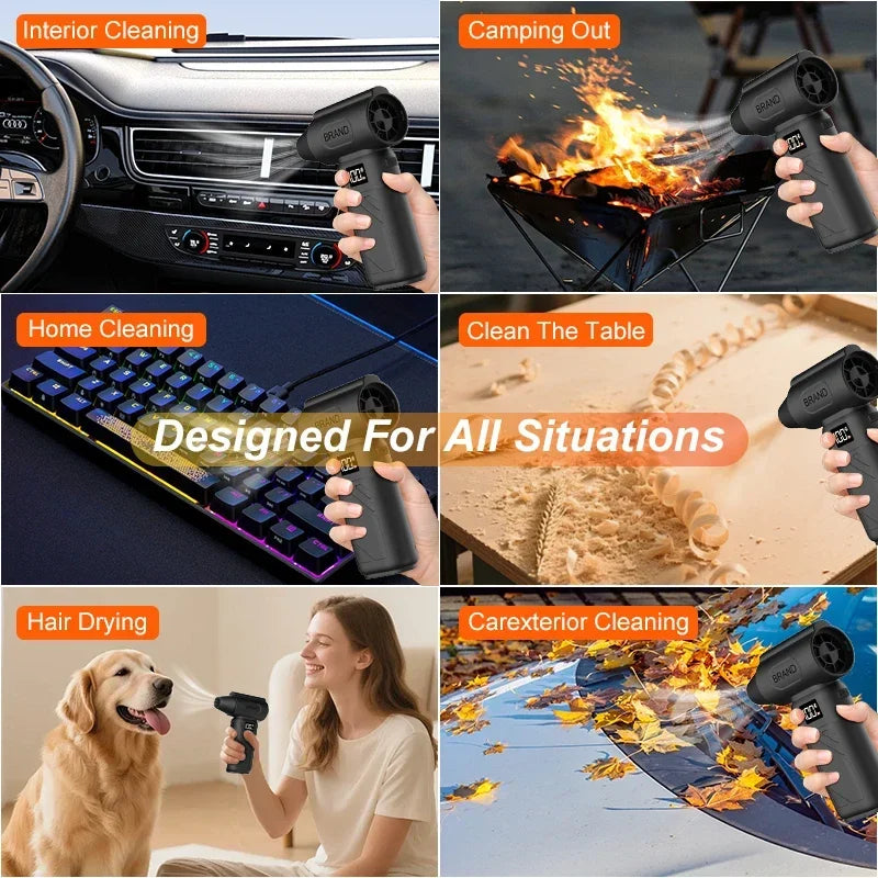 9000KRPH Mini Turbo Air Blower Ergonomic Grip Compact Cordless Compressed Air Duster Handheld Jet Fan for Keyboard Home Dust
