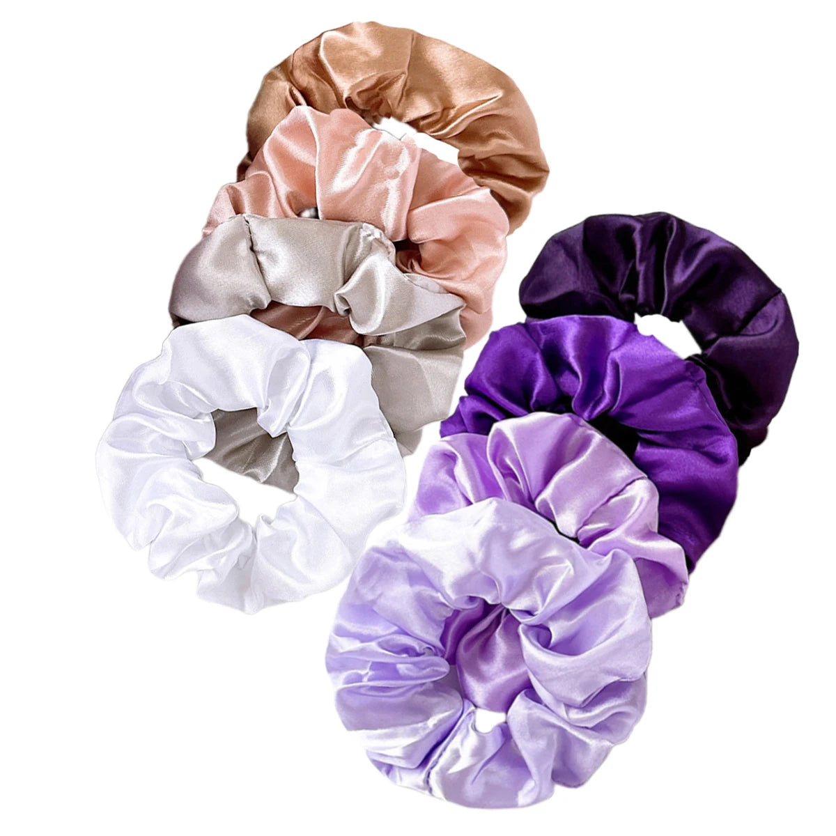 12/8pcs Premium Satin Large Intestine Hair Bands for Women Hundreds of Fabric Rubber Bands Hair Accessories