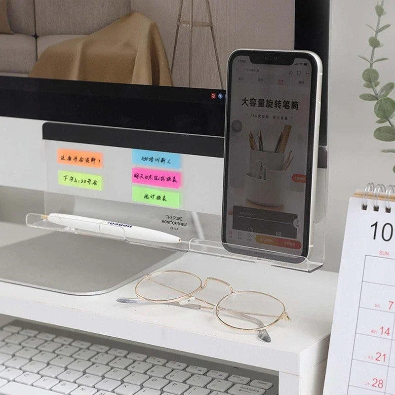 1Message Storage Board Under Computer Monitor，Office Desk Side Storage Rack Message Board Can Hold Phone Charging Memo Stickers