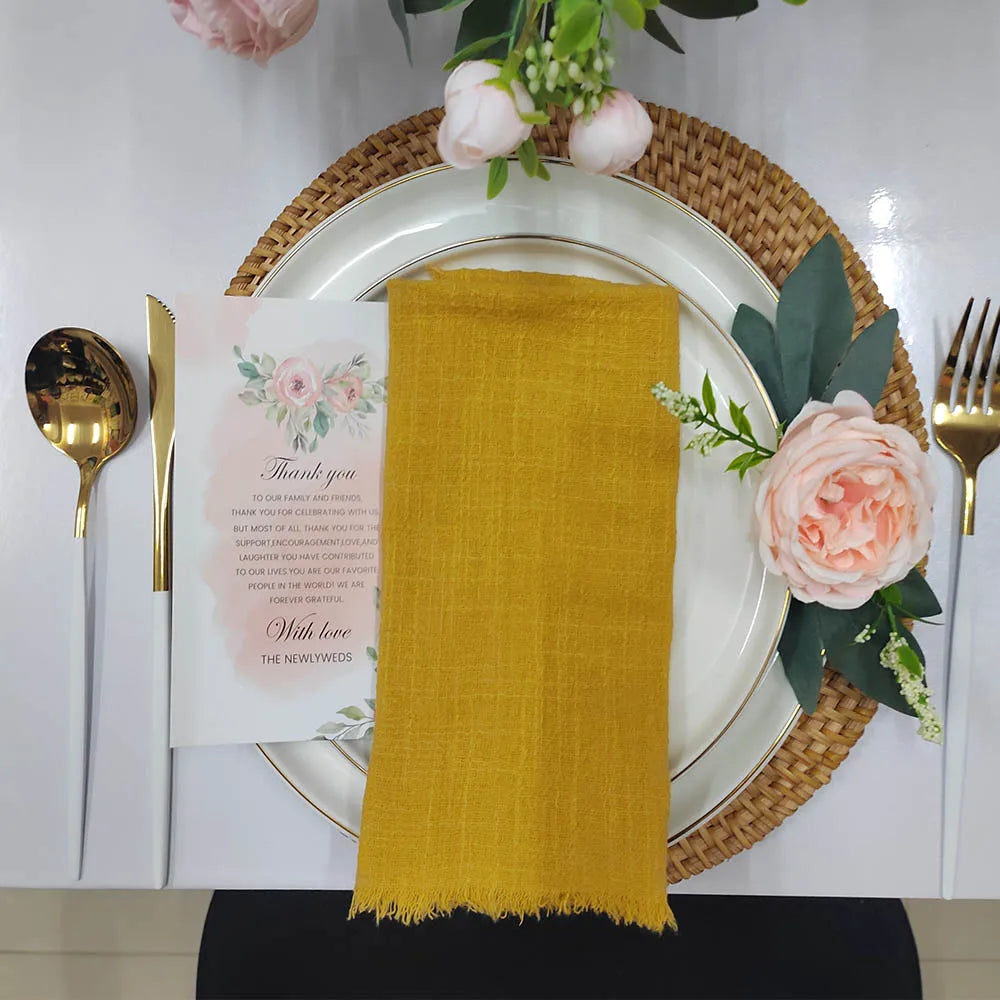 6PCS 43x43cm Dinner Table Rustic Decor Muslin Tea Towels, Birthday Decore Retro Cotton Cheesecloth, Cotton Gauze Wedding Napkins