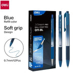 DELI Smooth Writing Ballpoint Pens 0.7mm Black and Blue Ink Pens 12PCS Pack of Retractable Ball Pen for Office School Home