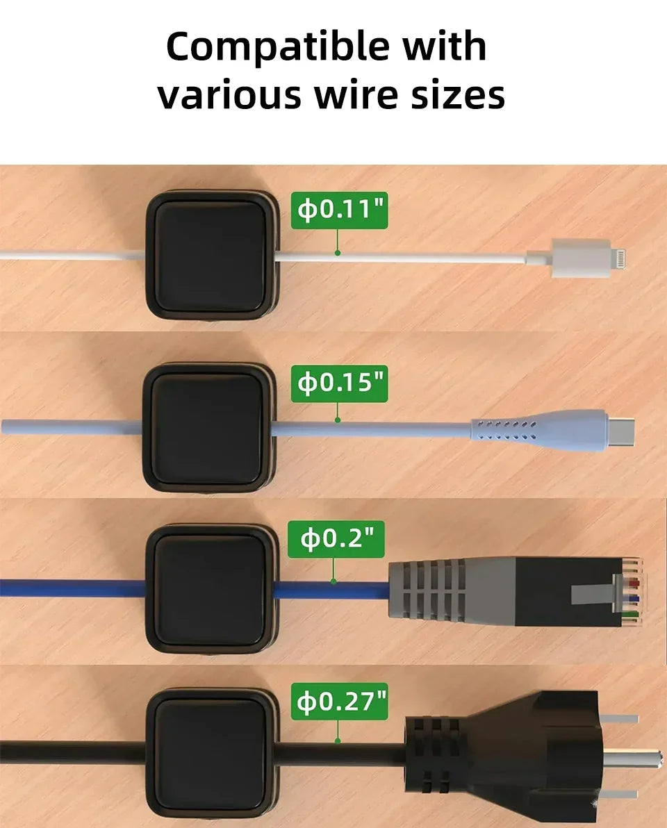 1/3/6/12PCS Magnetic Cable Clips Cable Adjustable Cord Holder Under Desk Cable Management Wire Keeper Cords Organizer Holder