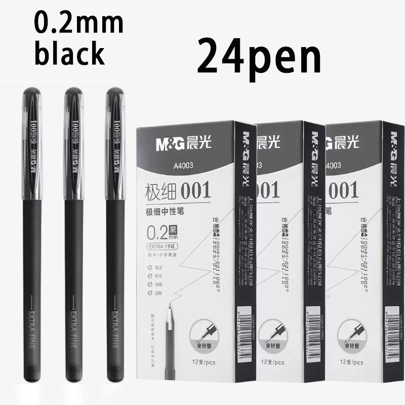 M&G 0.2mm ultra-fine gel pen; student-use ultra-fine needle pen; financial note-taking signature pen,illable, black