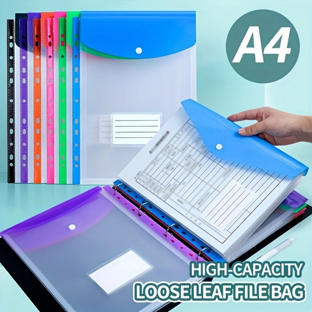 3-6pc 11Hole Binder Ring Folder A4 Large Capacity Loose Leaf Folders Portable School Student Exam Paper Storage Office Organizer
