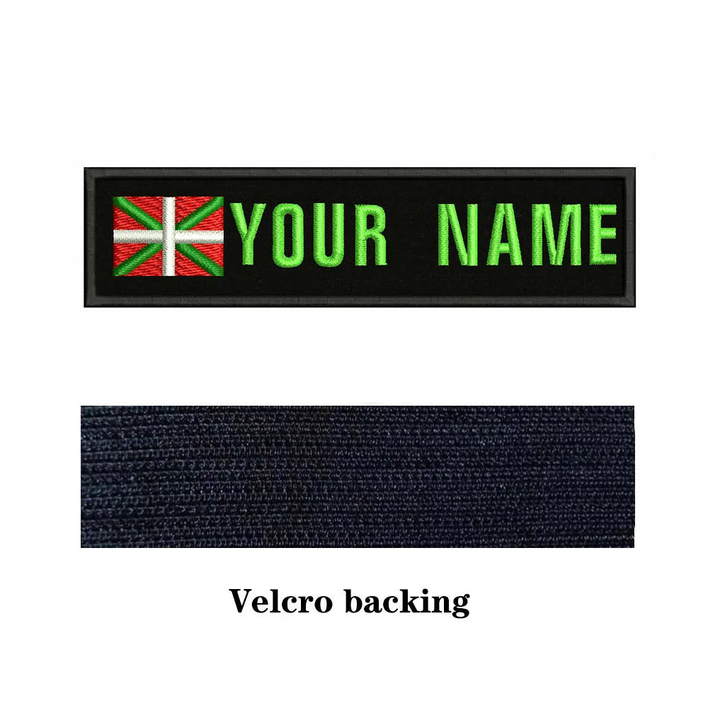 Basque Flag 10X2.5cm Embroidery Custom Name Text Patch Stripes Badge Iron On Or  Patches