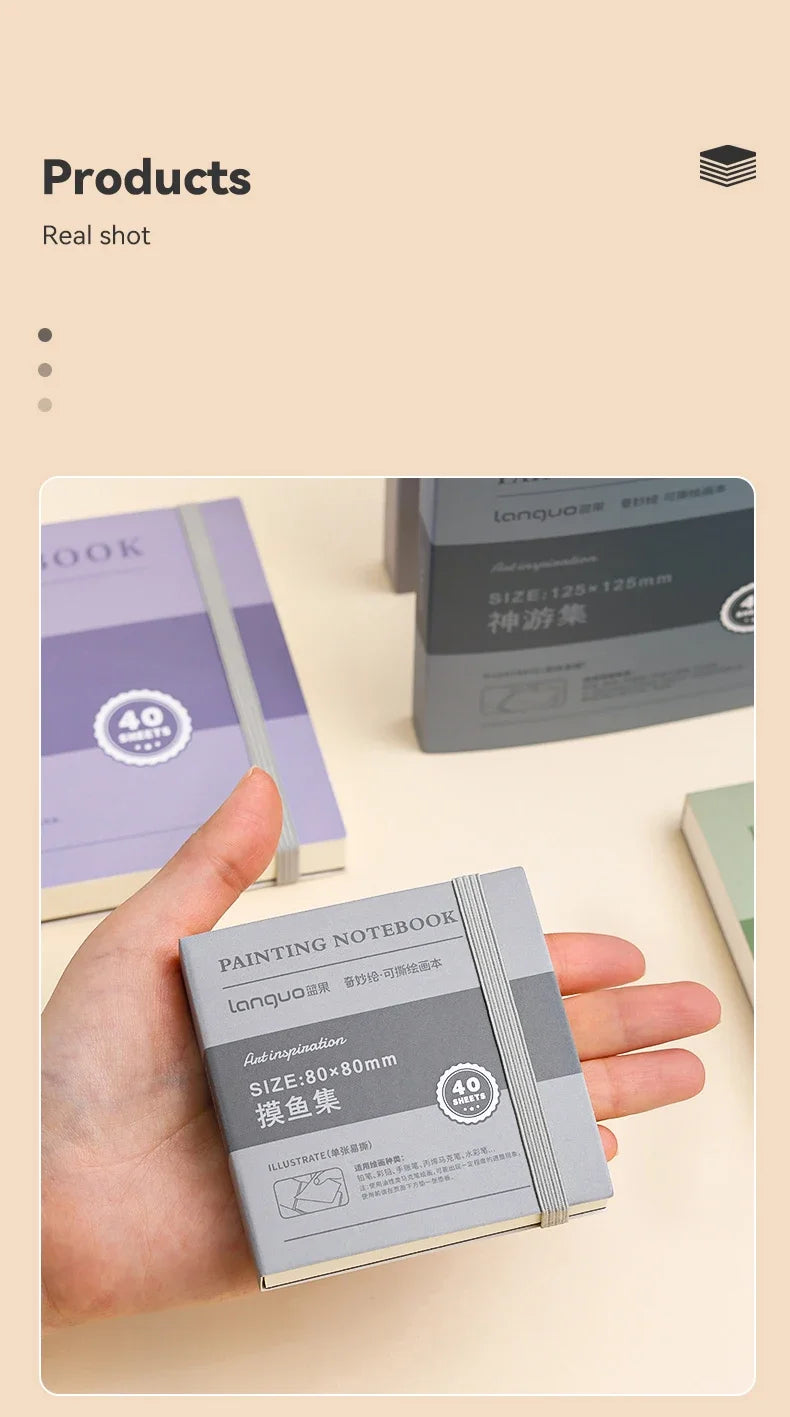 40sheet Tearable Drawing Notebook Sketchbook Handbook 250gsm Paper Mini Book for Watercolor Acrylic Marker Pen Gouache