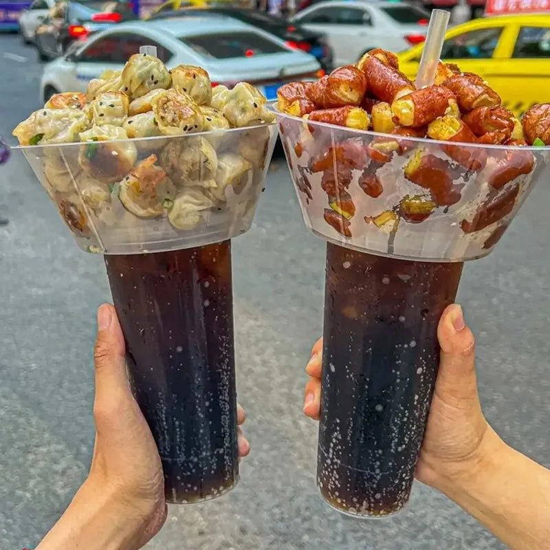 50pcs Disposable Hot Pot Cups Fried Chicken Fruit Creative Cup Holder Bowl Drink Cup Packaging Takeout Disposable Milk Tea Cups