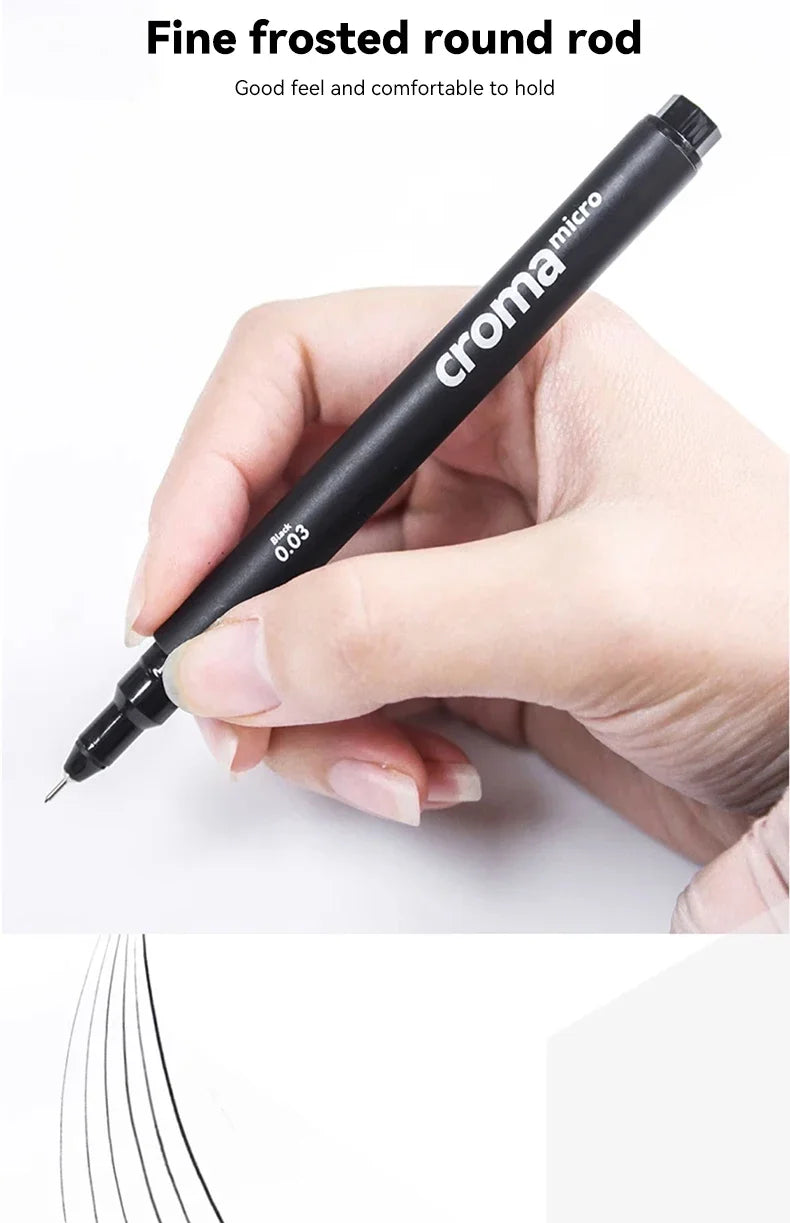 Pigment Liner Pigma Pen 0.1mm/0.03mm/0.05mm/0.5mm/1mm Different Tip Black Fineliner for Sketching Drawing Micron Ink Marker Pen