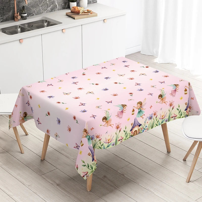 Spring Flowers Fairy Disposable Plastic Tablecloth Happy Birthday Party Decor Kids Wedding Birthday Party Supplies Baby Shower
