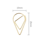 100pcs Waterdrop Paperclips Gold Metal Office Supplies Document File ganizer Teardrop Clips Paper Clamps For Files Binding