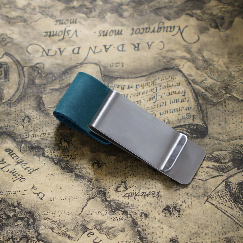 Brass Leather Pen Clip Stainless Steel Cowhide for Traveler's Notebook - Genunine Leather & Metal Notebook Accessory