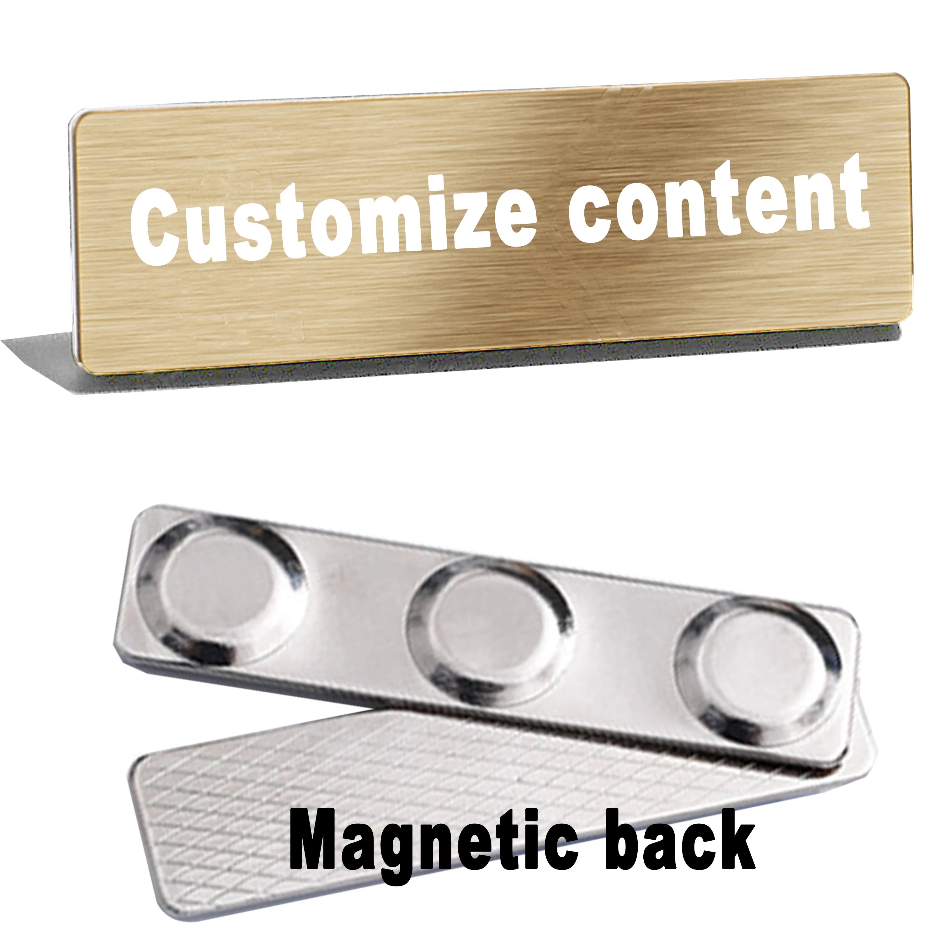 5PCS Engraved Personalized Name Tags with Magnet Clip or Pin Stainless Steel Metal Custom Magnetic Name ID Badge Tag for School