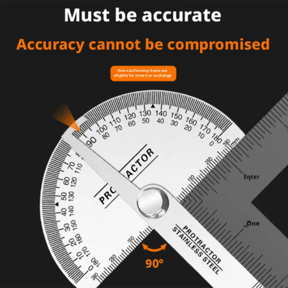 Stainless Steel Protractor & Angle Ruler Set, Multi-Angle Measuring Tool for Woodworking, Precision Angle Finder Goniometer