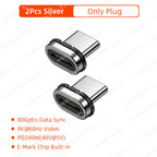 Mini USB4 80Gbps 240W Thunderbolt5/4 Magnetic Adapter USB C To Type C Fast Charge Magnet Converter Cable 8K@60Hz Type C Adapter