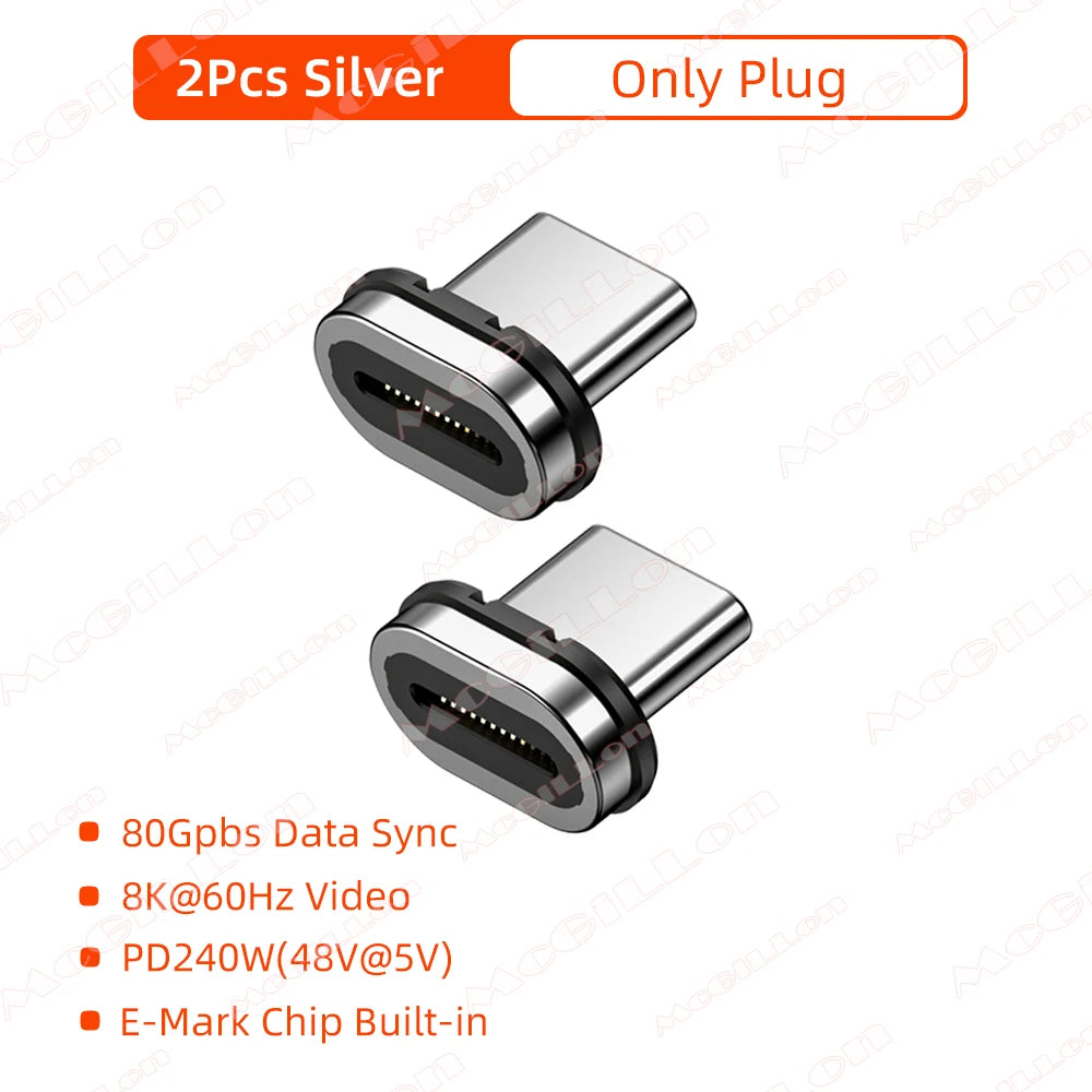 Mini USB4 80Gbps 240W Thunderbolt5/4 Magnetic Adapter USB C To Type C Fast Charge Magnet Converter Cable 8K@60Hz Type C Adapter