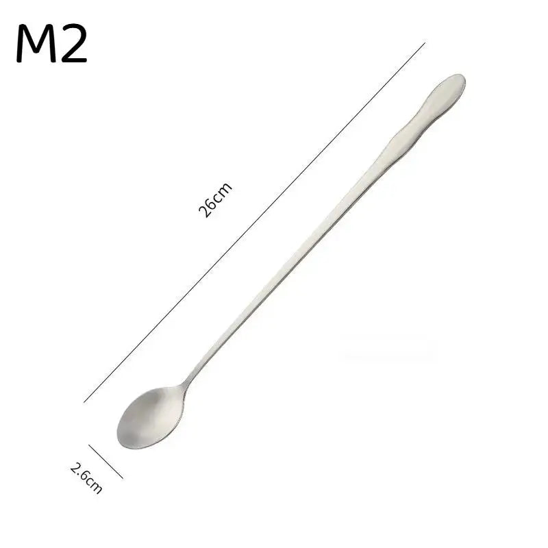 pogyrt Stainless Steel Long Handle Stir Spoon For Cocktails, Ice Coffee, And Tea - Mixing Spoon With Easy Grip Handle