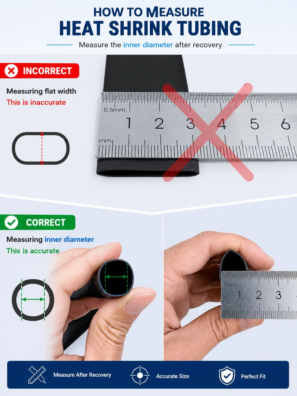 Φ4mm-Φ24mm Heat Shrink Tubing-4:1 Ratio Dual Wall Adhesive Lined Shrinkable Wire Wrap Tube Waterproof Industrial Black