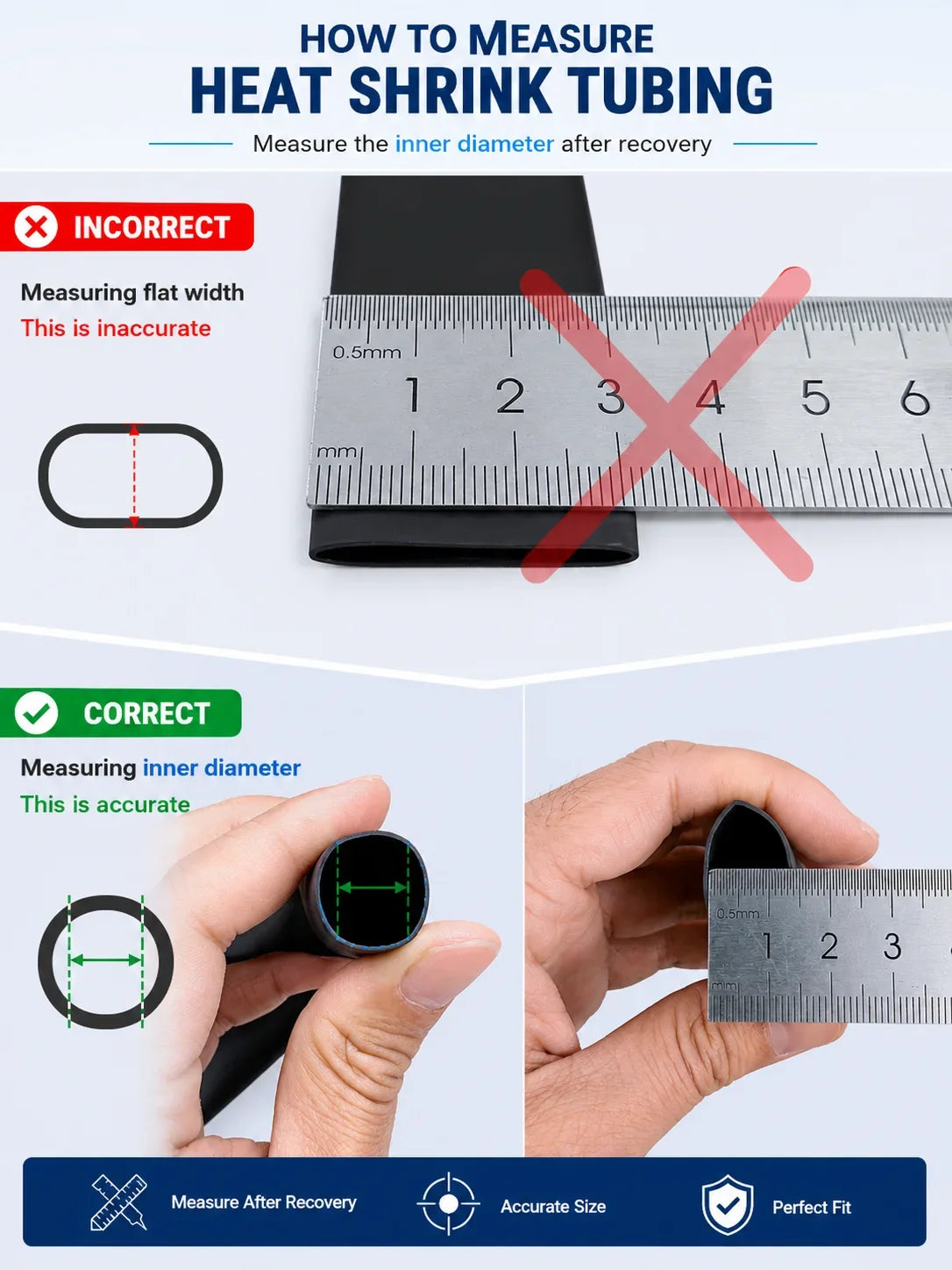 Φ4mm-Φ24mm Heat Shrink Tubing-4:1 Ratio Dual Wall Adhesive Lined Shrinkable Wire Wrap Tube Waterproof Industrial Black