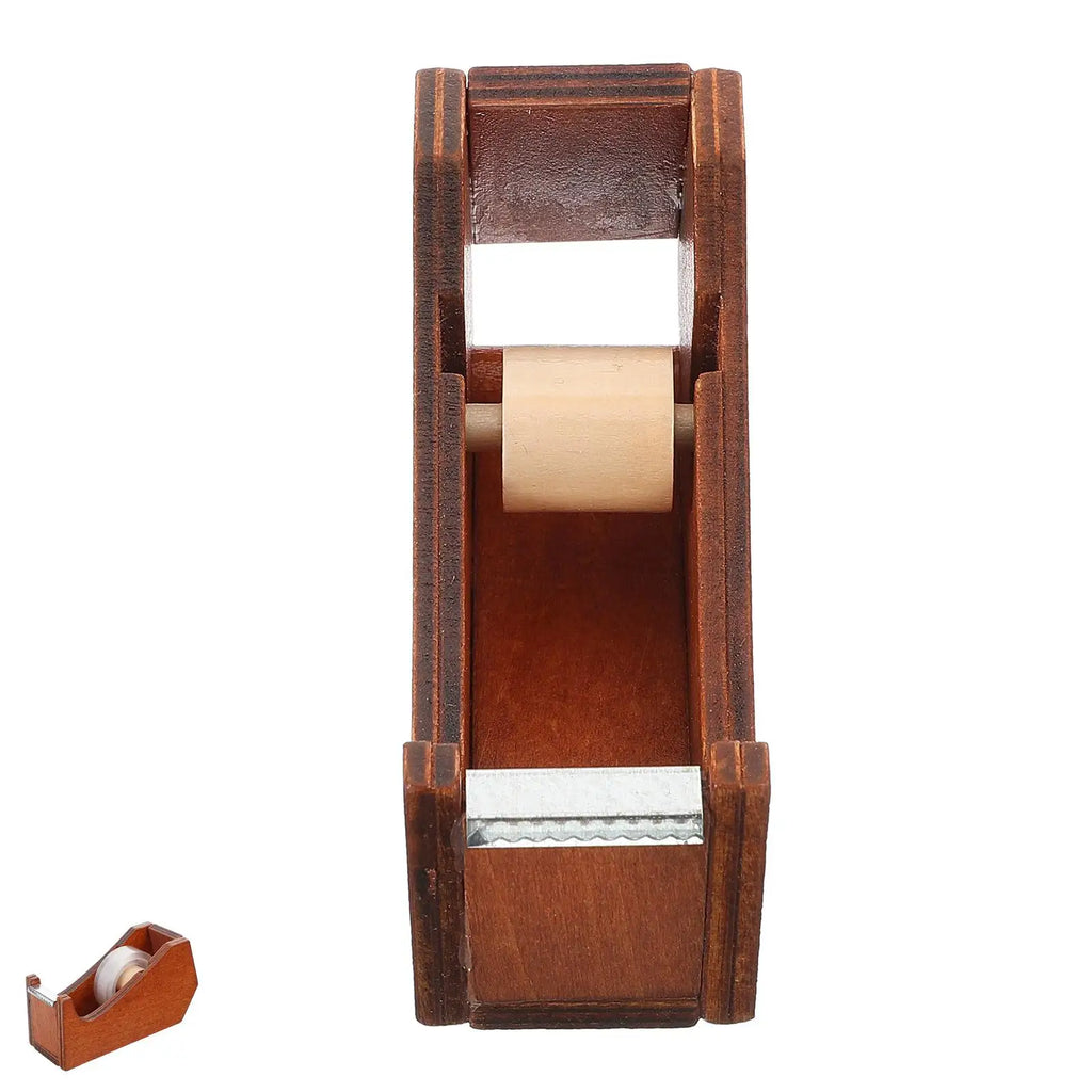 3D Animal Shaped Wooden Tape Dispenser Desktop Office Supplies Portable Stationery Hardware Holder For Cutters Vintage Style