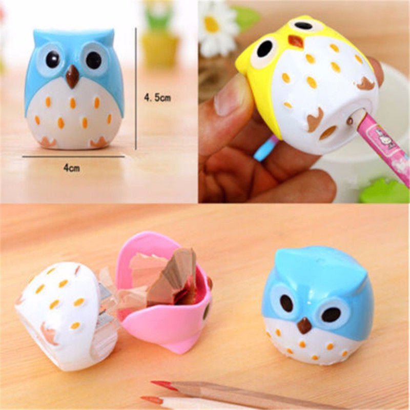 4 Color Cute Kawaii Lovely Plastic Owl Automatic Pencil Sharpener Creative Stationery Gifts for Kids School Supplies